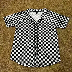 Forever 21 Women’s V-neck Checkered Button Down Shirt, size S